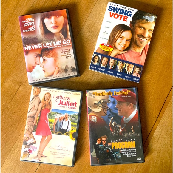 Four DVD movies “Never Let me Go”, Swing Vote, Letters to Juliet and The Program - Picture 1 of 2